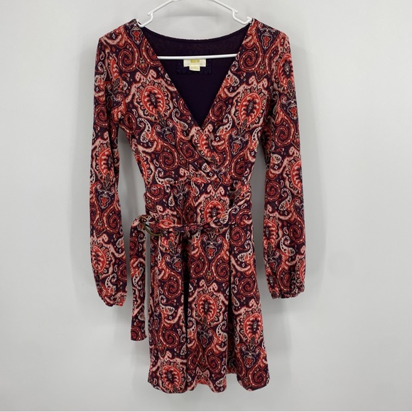 Maeve Anthropologie Belted Paisley Red Dress XS - Picture 2 of 12